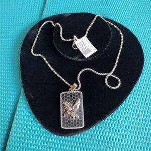 JCM Stainless Steel Eagle Tag Pendant w/ Chain 22"